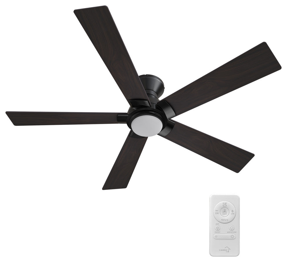 CARRO 52" Indoor Ceiling Fan With Remote and Light Kit for Living Room, Black