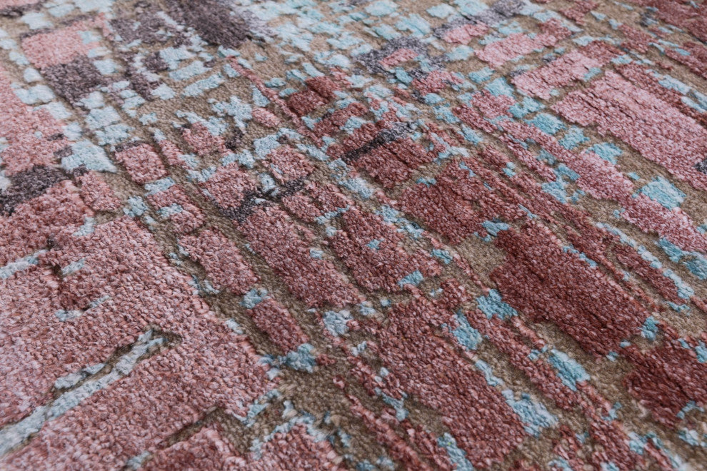 Wool and Silk Abstract Hand Knotted Rug 5' 10" X 9' 1" Q11808