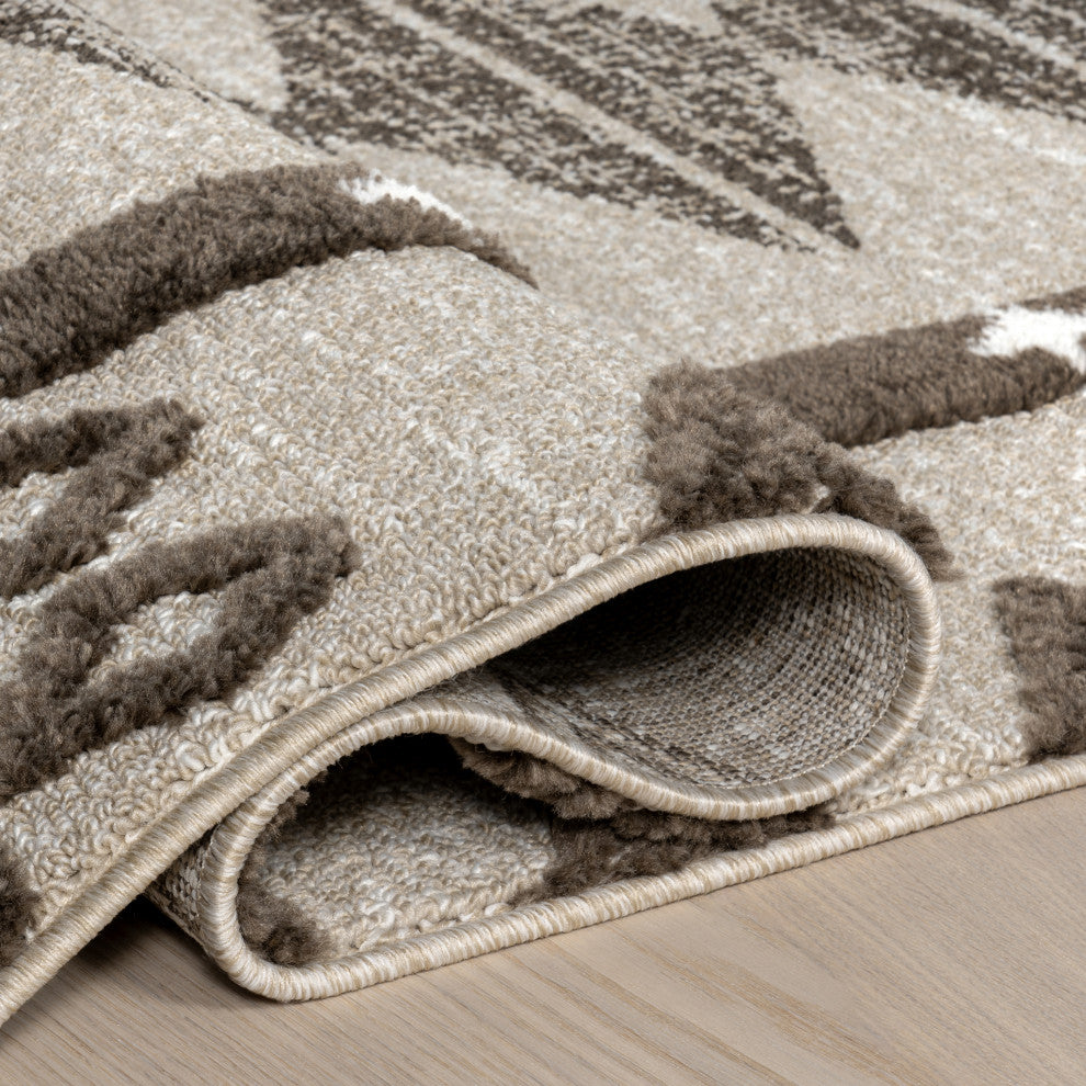 Autumn Geometric Tasseled Area Rug, Beige 10' x 13'