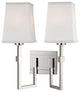 Fletcher, 2 Light, Wall Sconce, Polished Nickel Finish, White Faux Silk Shade