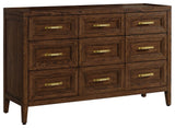 Marlow 9-Drawer Solid Red Oak Dresser, Sable