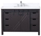 48" Single Vanity Brown, White Quartz Top, White Square Sink