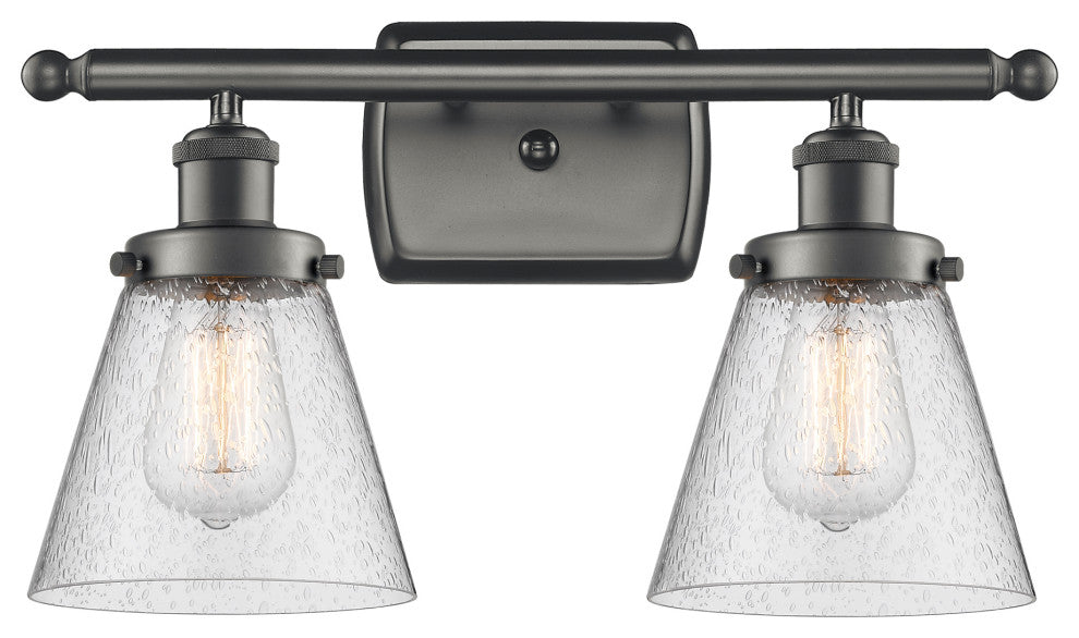 Small Cone 2-Light Bath Vanity-Light, Oil Rubbed Bronze, Seedy