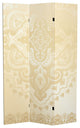 6' Tall Double Sided Ivory Indian Pattern Canvas Room Divider