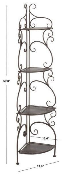 Safavieh Turuca 4 Tier Corner Shelf, Rustic Brown