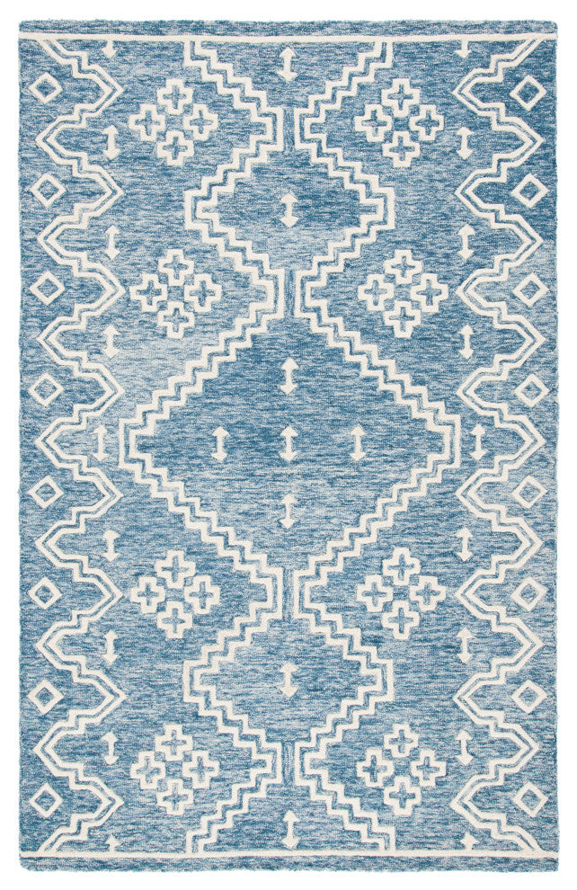 Safavieh Couture Abstract Collection, ABT852 Rug, Blue/Ivory, 5'x8'