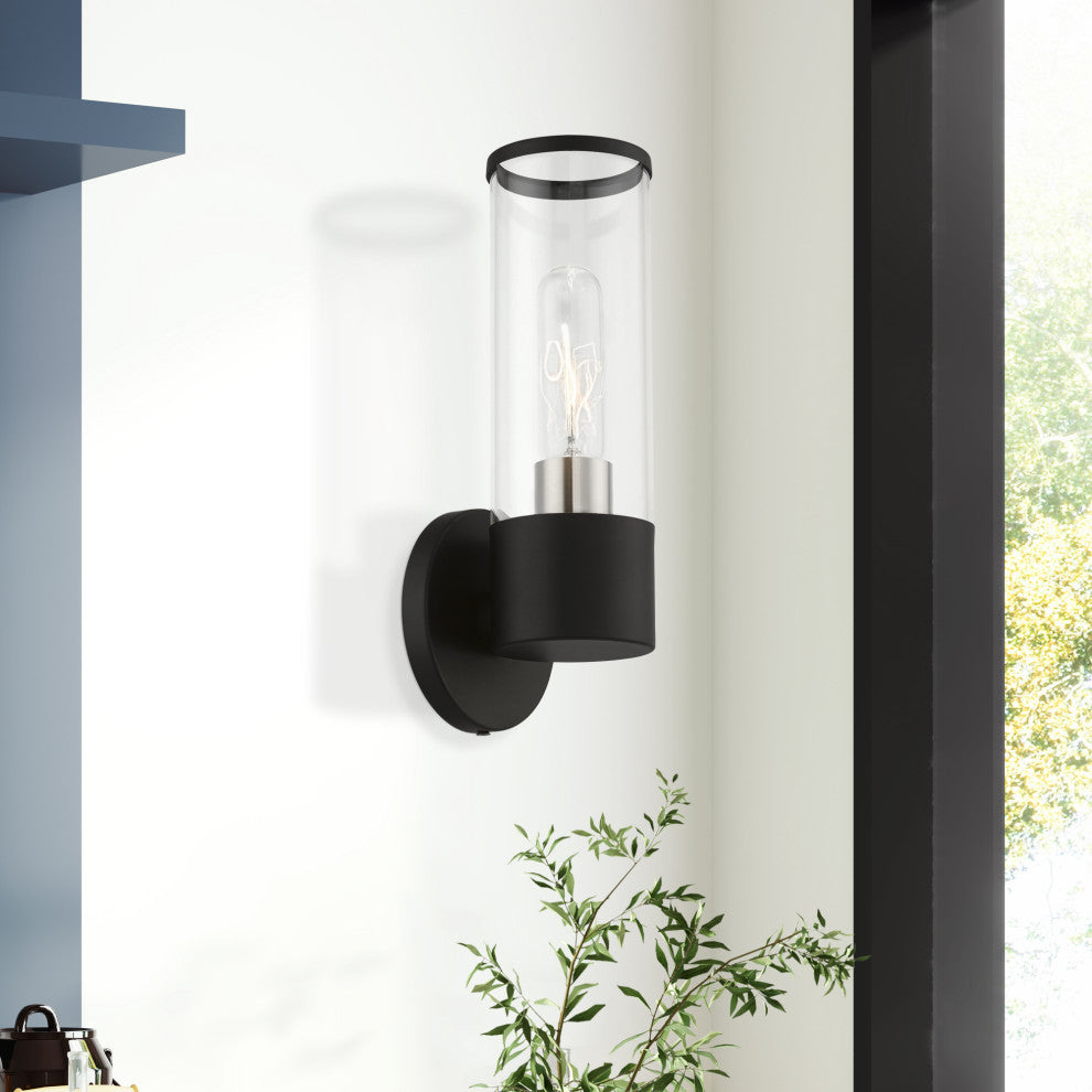 Banca 1 Light Black With Brushed Nickel Accent ADA Single Sconce
