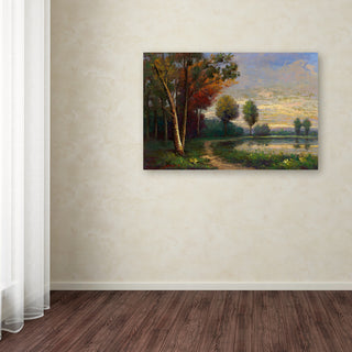Daniel Moises 'Landscape with a Lake' Canvas Art, 22"x32"