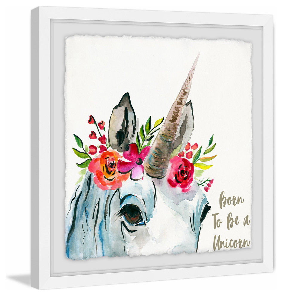"Born Unicorn" Framed Painting Print, 12"x12"