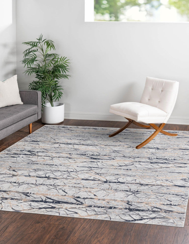Unique Loom Anne Finsbury Rug, Gray, 7'10"x7'10"