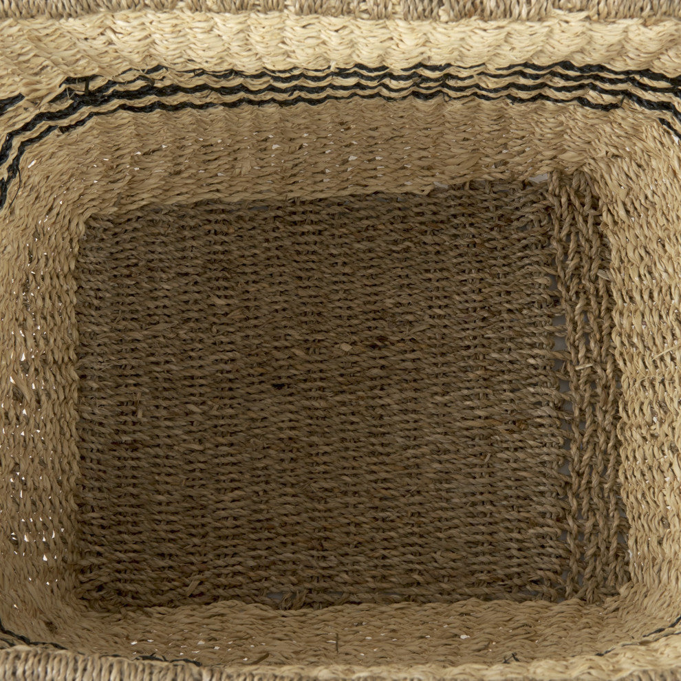 Set of Two Striped Wicker Storage Baskets