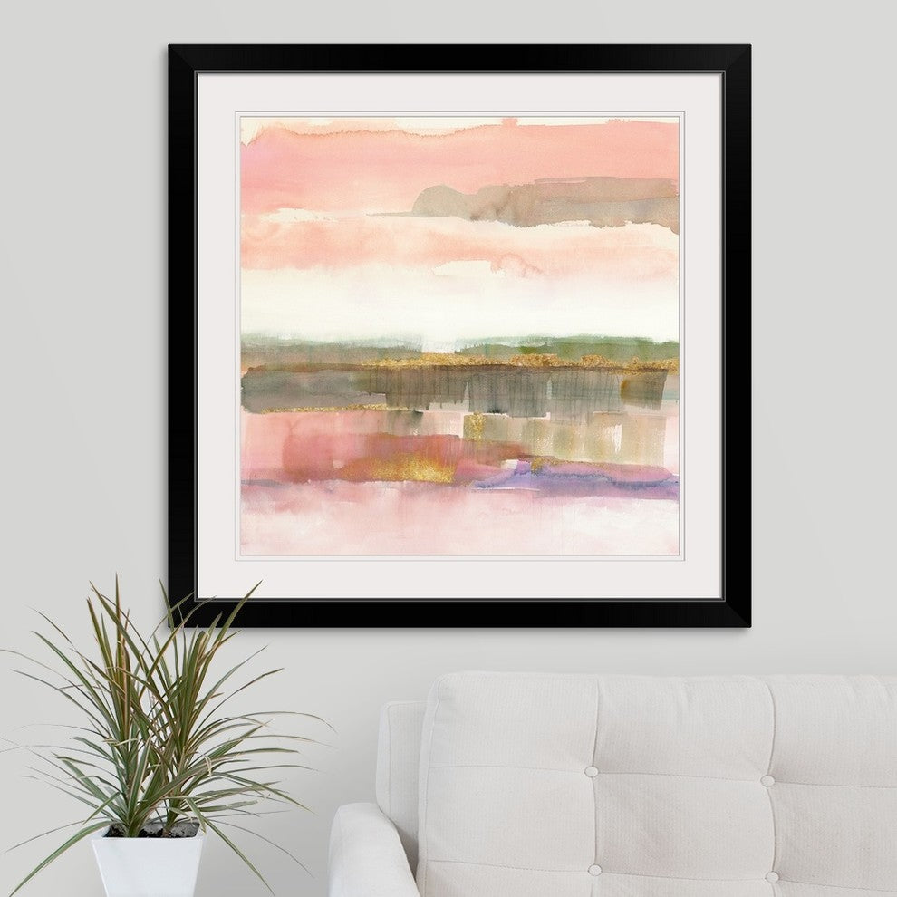 "Influence of Line and Color Gold Crop" Black Framed Art Print, 32"x32"x1"