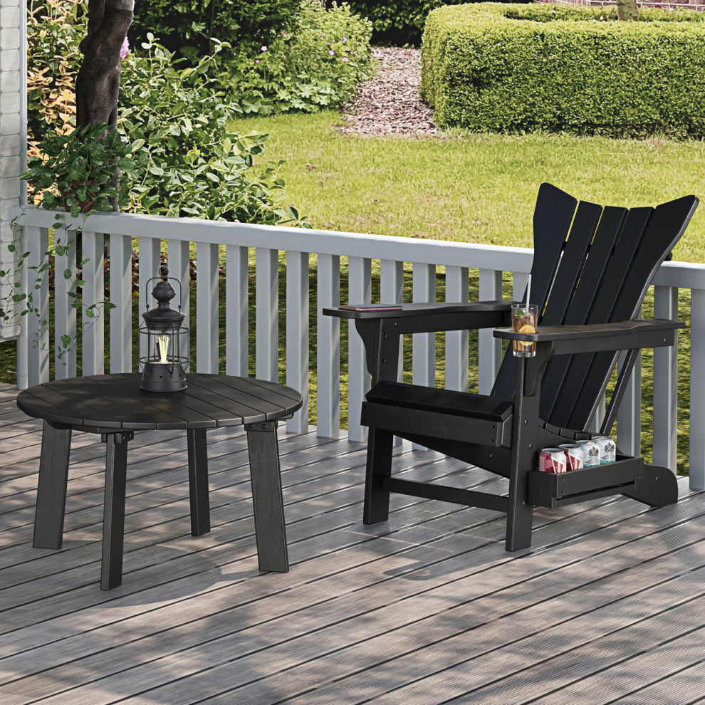 Modern Plastic Weather-Resistant Adirondack Chairs, Black