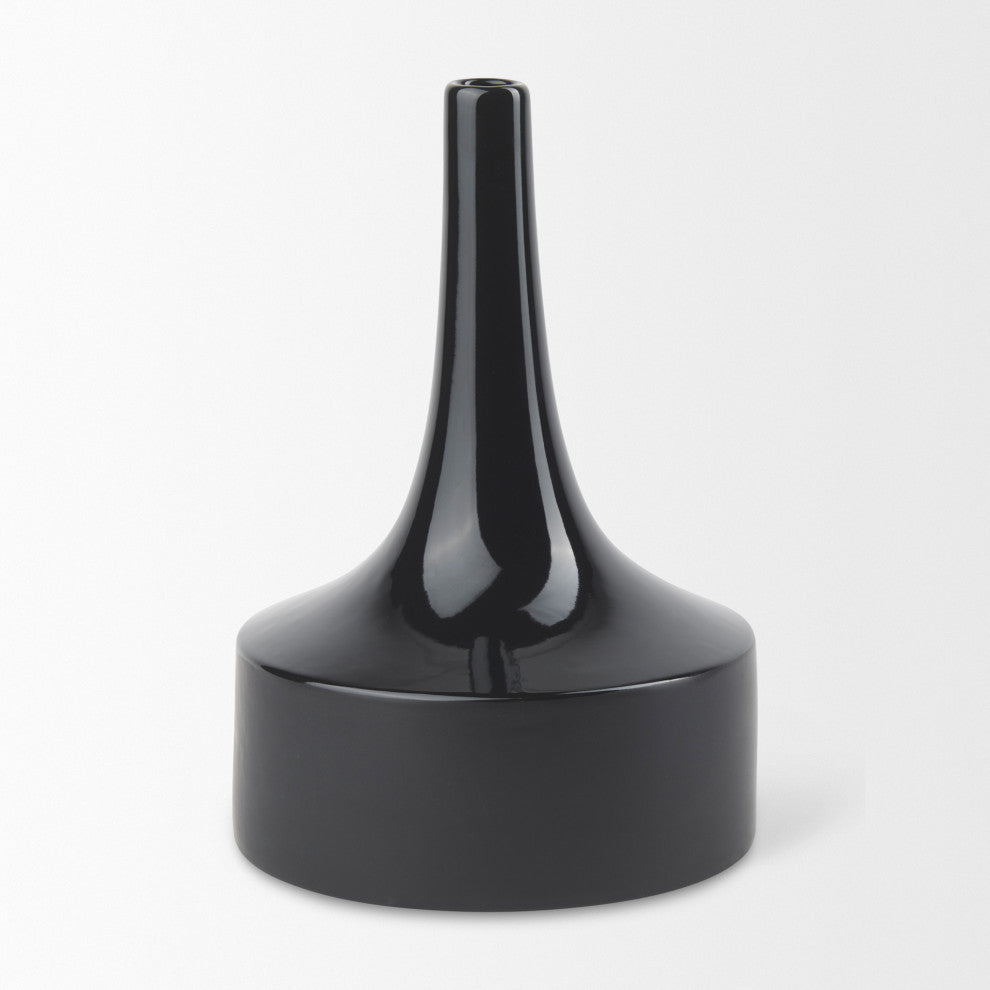 Burton Black Ceramic Jug Style Vase, 12"