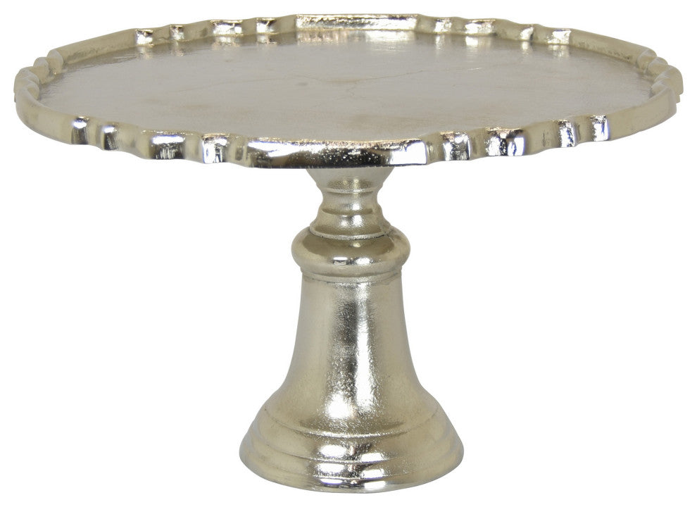 Plutus Brands Aluminium Cake Stand, Silver Metal