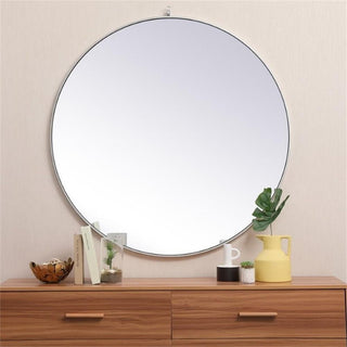 Elegant Decor Eternity 45" Round Mid Century Metal Frame Hooked Mirror in Silver
