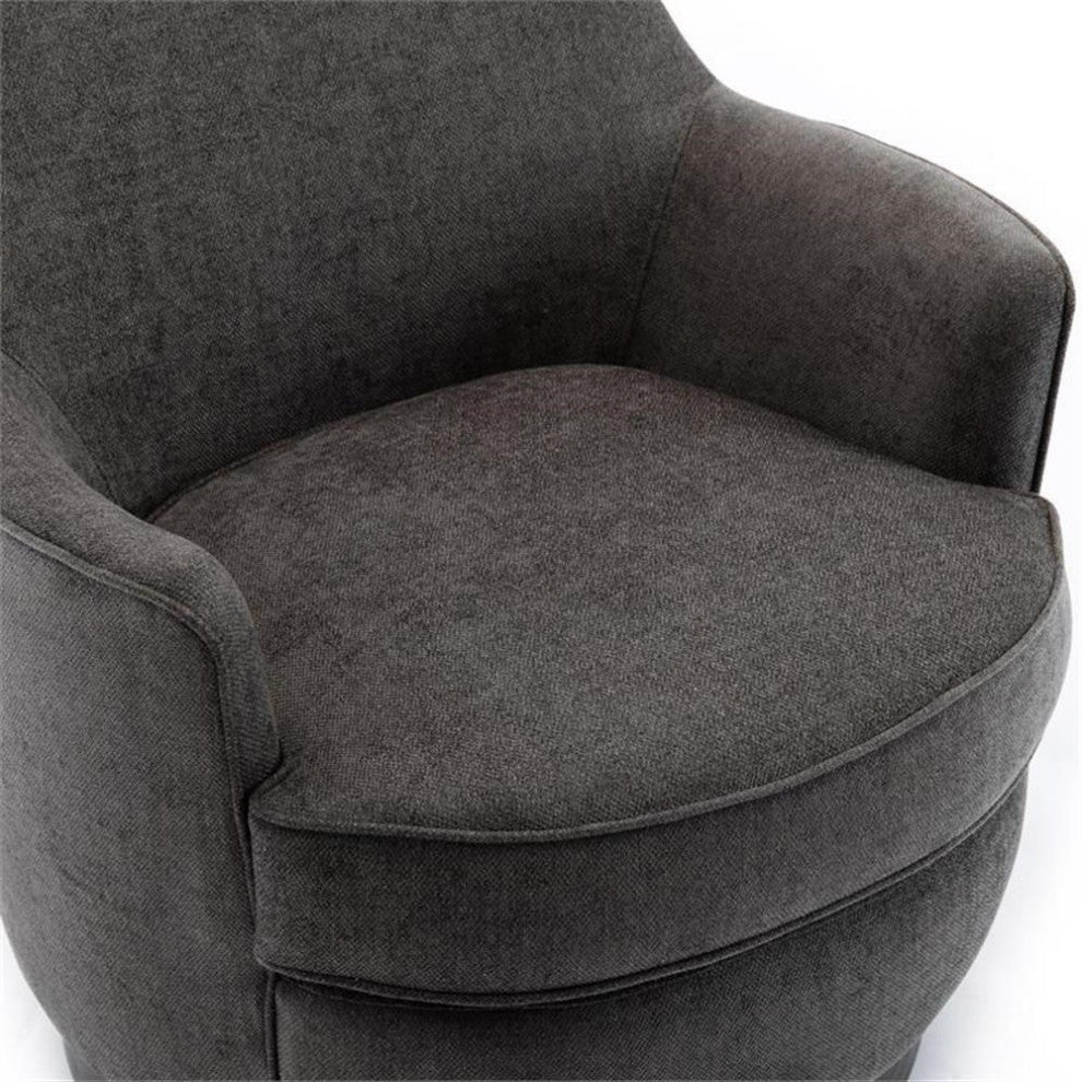 Bowery Hill Transitional Charcoal Wood Base Swivel Chair in Gray