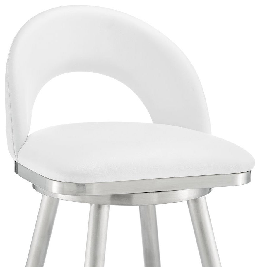 Charlotte Swivel Counter or Bar Stool in Faux Leather and Metal