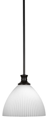 Carina 1-Light Stem Hung Pendant, Matte Black/Opal Frosted