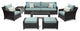Deco 8 Piece Sunbrella Outdoor Patio Sofa and Club Chair Deep Seating Set, Spa Blue