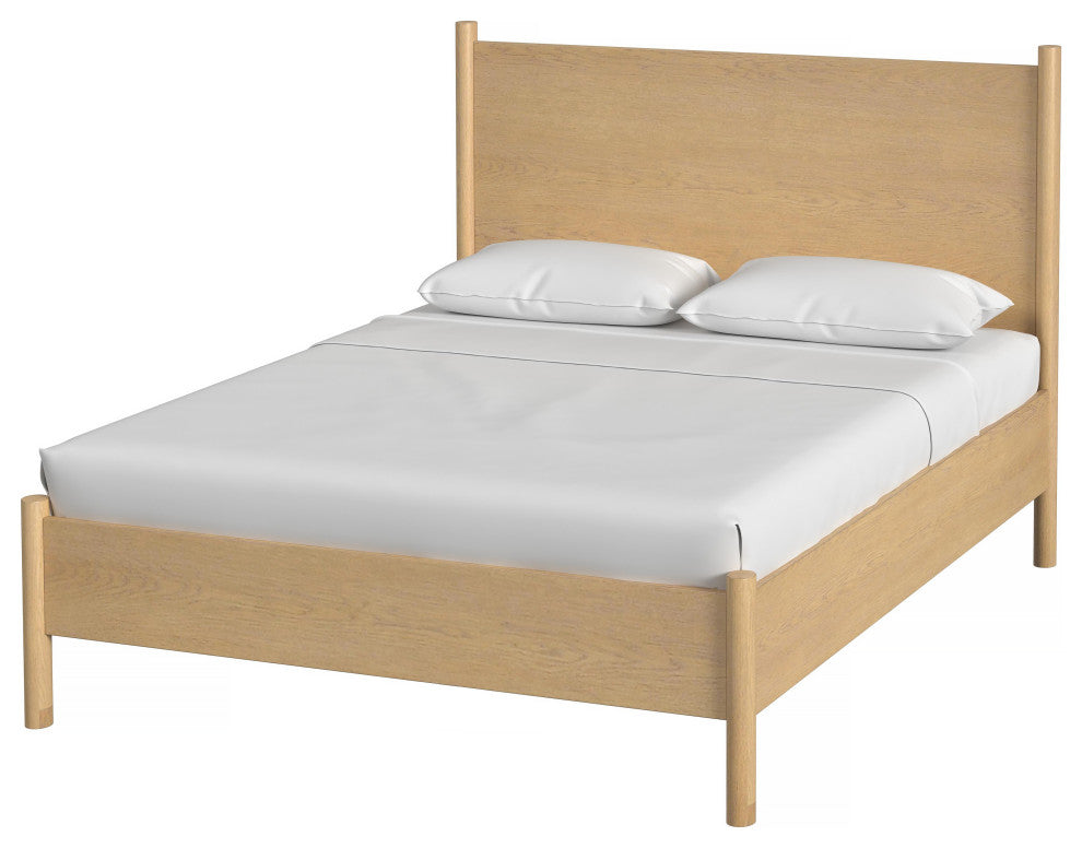 Lennon Rounded Leg Bed, Light Brown, Queen