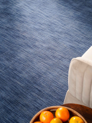 HAND KNOTTED LOOM WOOL ECO-FRIENDLY AREA RUGS - Blue, Solid Plain Design, [Rectangle] 8'x10'