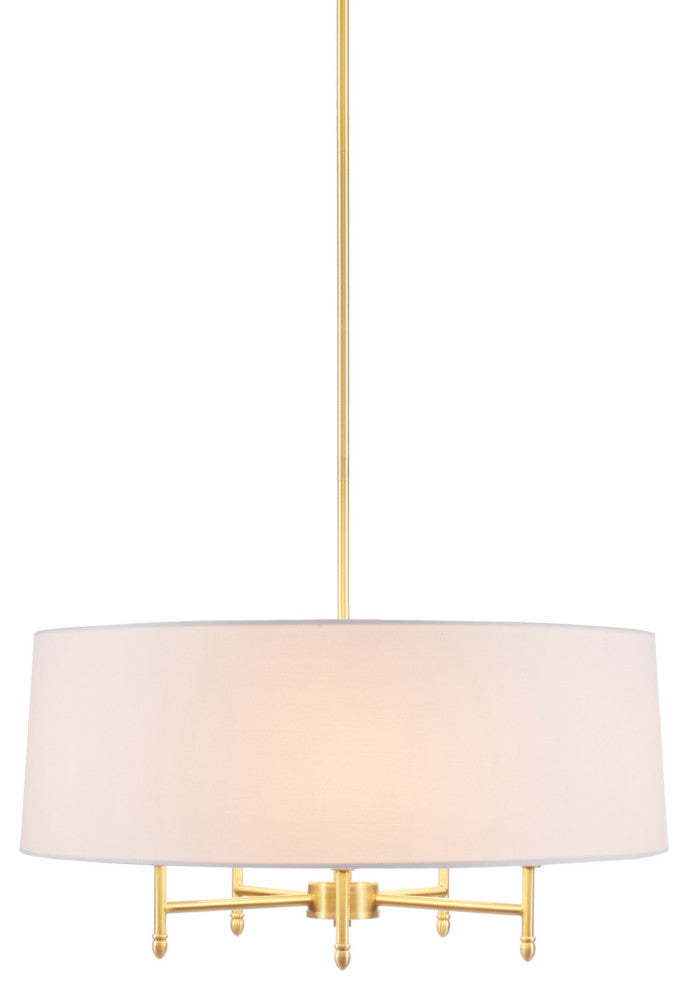 Hampton Hill 5-Light Dimmable Adjustable Height Chandelier, Gold/White