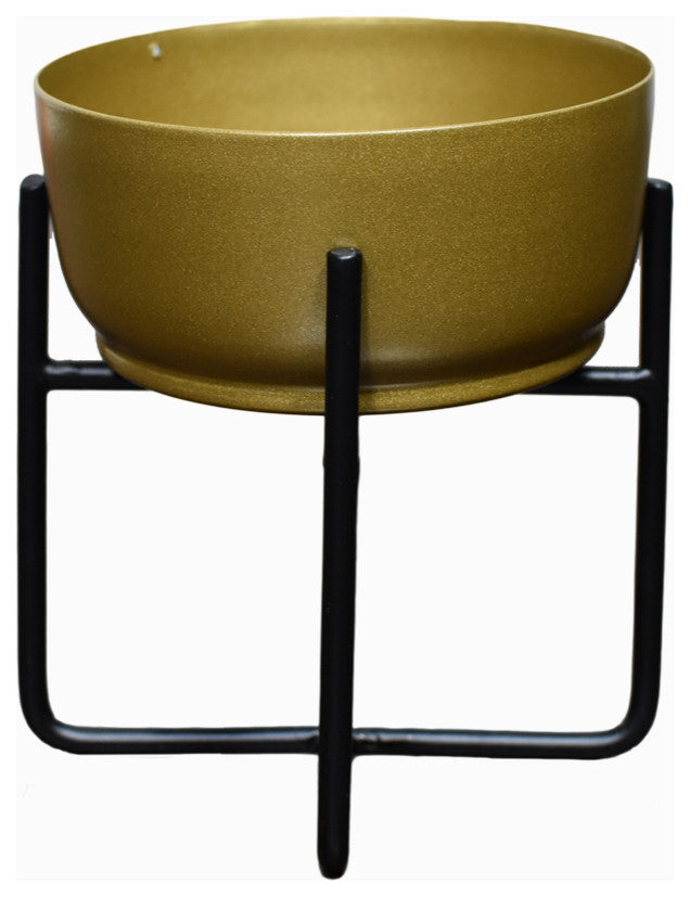 Handmade 100% Iron Round Modern Planters Pot, Gold
