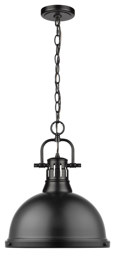 Golden Lighting 3602-L-BLK Duncan 1 Light 14"W Pendant - Black / Matte Black