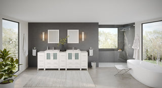 The Pullman Bathroom Vanity, White, 84", Double Sink, Freestanding