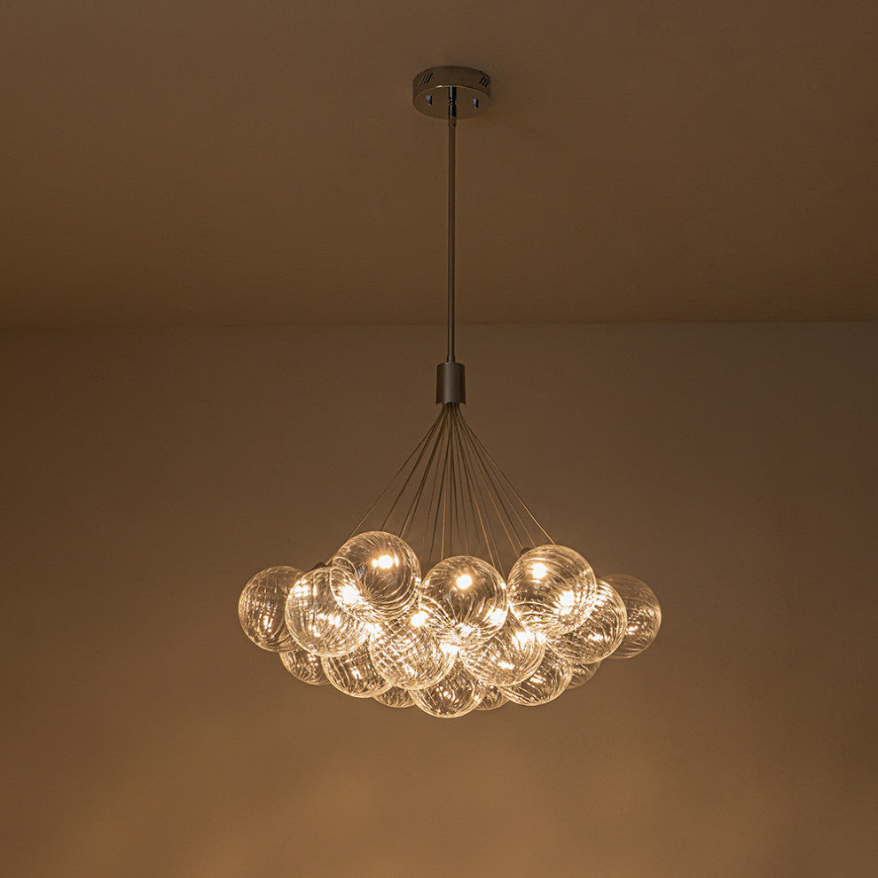 19-Light Modern LED Glass Cluster Bubble Chandelier