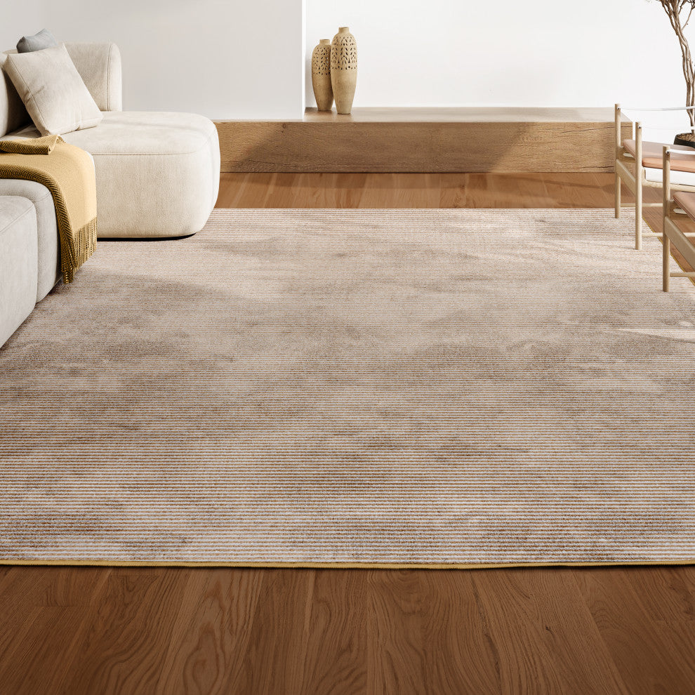 Cole Modern Minimalist Pinstripe High-Low Area Rug