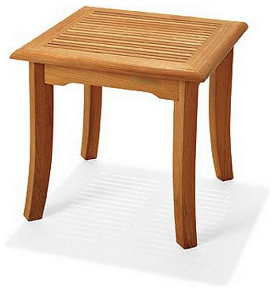 3-Piece Outdoor Patio Teak Dining Set: 18" Giva Side Table, 2 Maldives Arm Chair