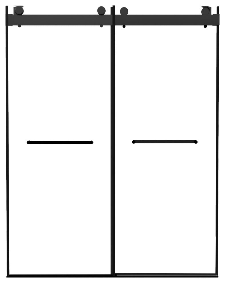 60"/72" W x 79" H Double Sliding Frameless Shower Door, Matte Black;, 60" X 79";
