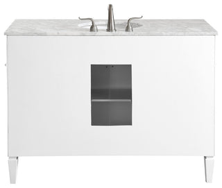 Home Living Vanity with Carrara White Marble Countertop, White, 48", Single Sink
