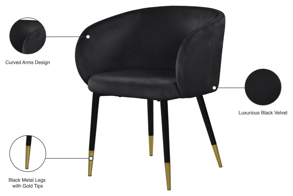 Louise Velvet Dining Chair, Black