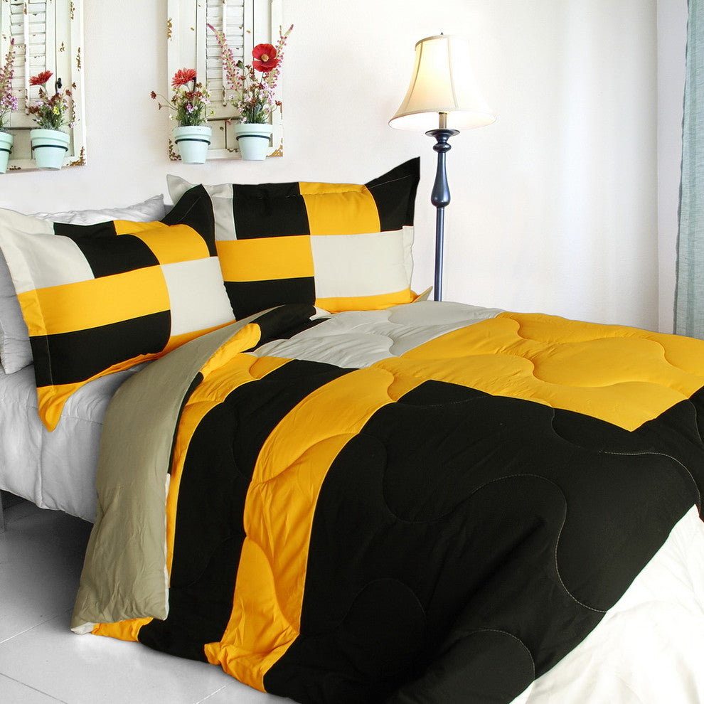 Blooming Greenland Quilted Patchwork Down Alternative Comforter Set-Twin