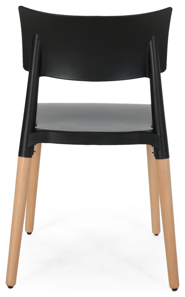 Isabel Dining Chair With Beech Wood Legs, Set of 2, Black, Natural