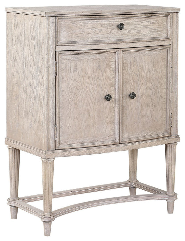 Benzara BM252298 Wine Cabinet With 2 Doors and Lift Top Storage, Antique White