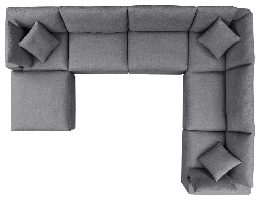 Modular Lounge Sectional Deep Sofa Set, Sunbrella, Gray, Modern, Outdoor