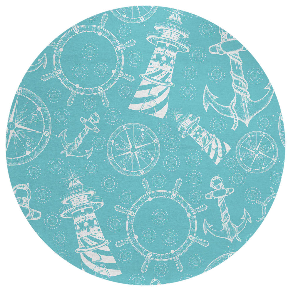 Indoor/Outdoor Harbor HA9 Ocean Machine Washable 8' x 8' Round Rug