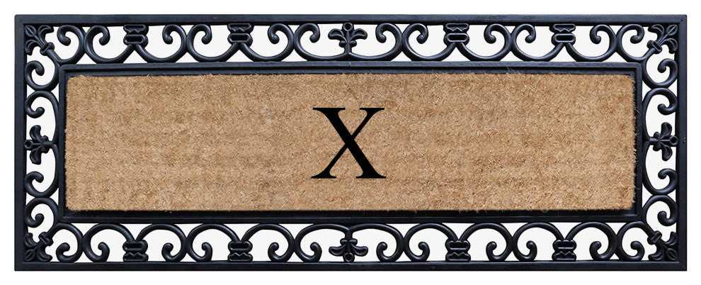 First Impression Hand Crafted Myla Monogrammed Large Entry Doormat, 18"x48", X