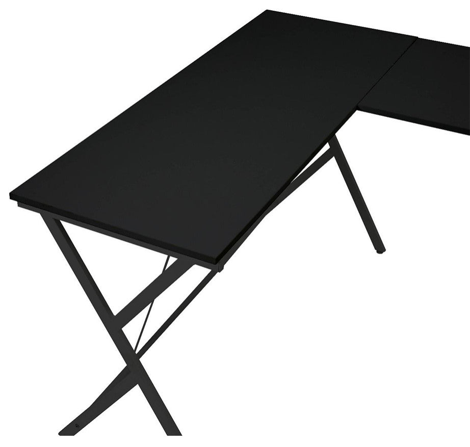 Wood Computer Desk With Black Metal Base