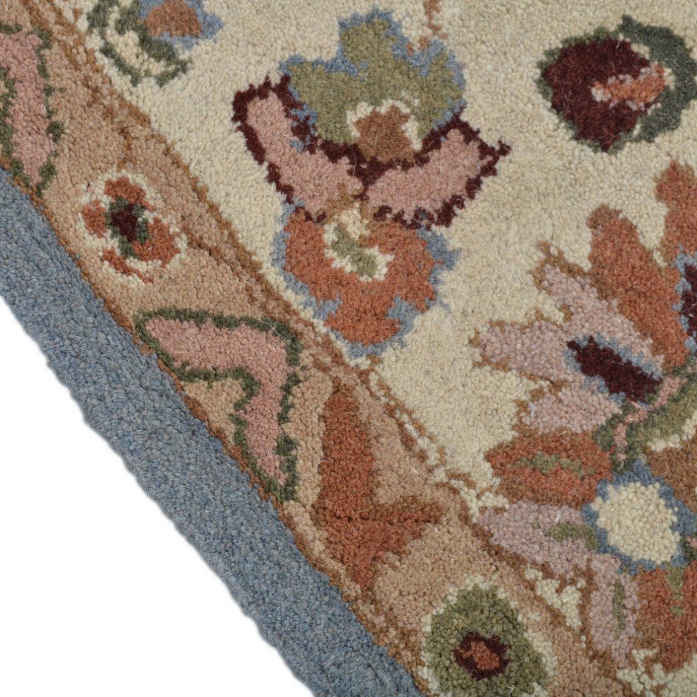 HAND TUFTED WOOL ECO-FRIENDLY AREA RUGS - Octagon,Blue White,Oriental