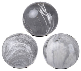 Decorative Balls, Set of 3, Gray and White