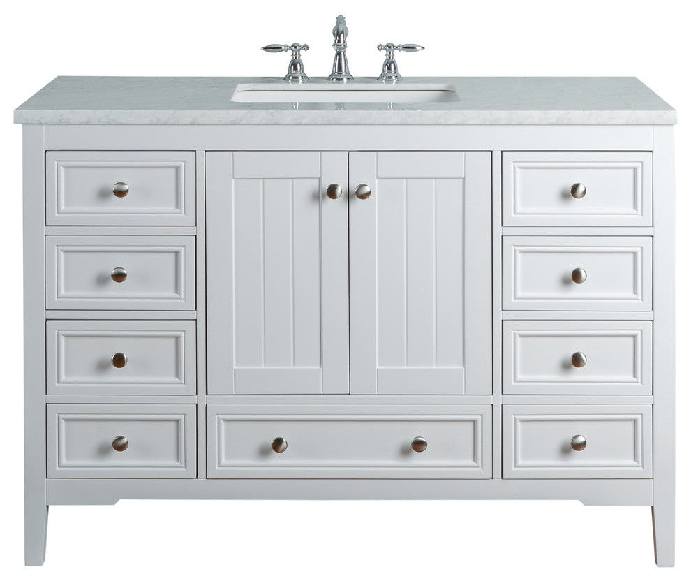 Stufurhome New Yorker Bathroom Vanity, White, 48"