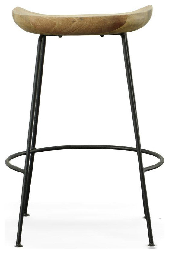 Diya 24.5 Counter Stool - Set of 2 - Natural Seat - Black Base