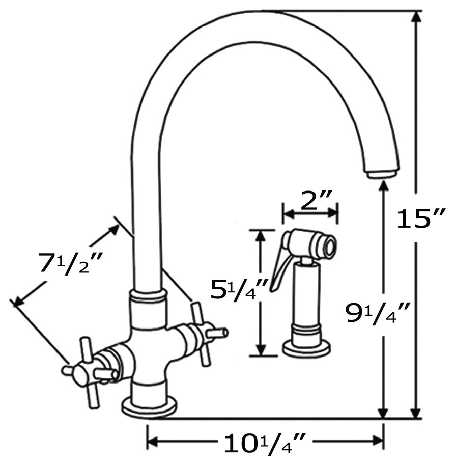 Whitehaus 3-03942SS85-BN Luxe+ Dual Handles Faucet With Swivel Spout, Nickel