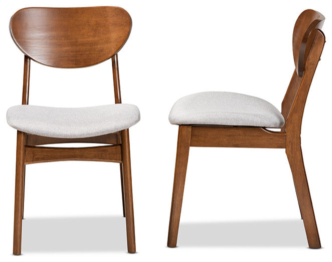 Kobell Mid-Century Modern Gray and Walnut Dining Chair, Set of 2
