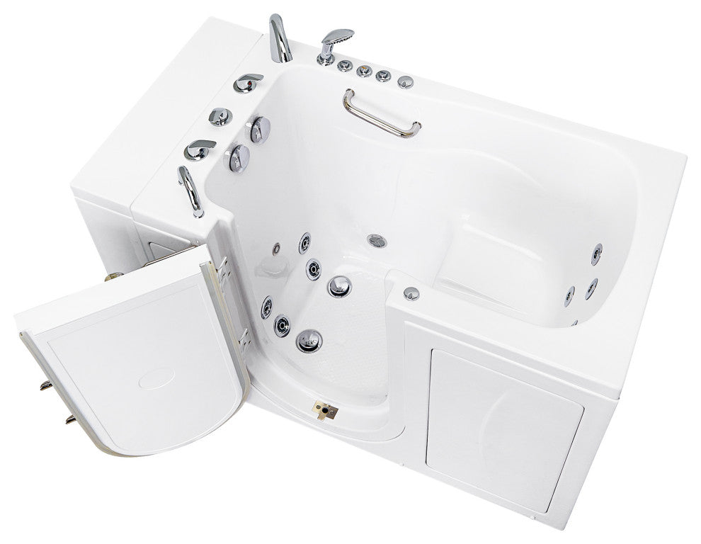 Capri 30x52 Acrylic Massage Walk-In Bathtub with Outward Swing Door, Left Drain,
